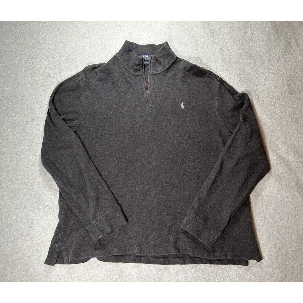Polo Ralph Lauren Sweater Mens XL Estate Rib Gray Pullover Sweatshirt 1/4 Zip